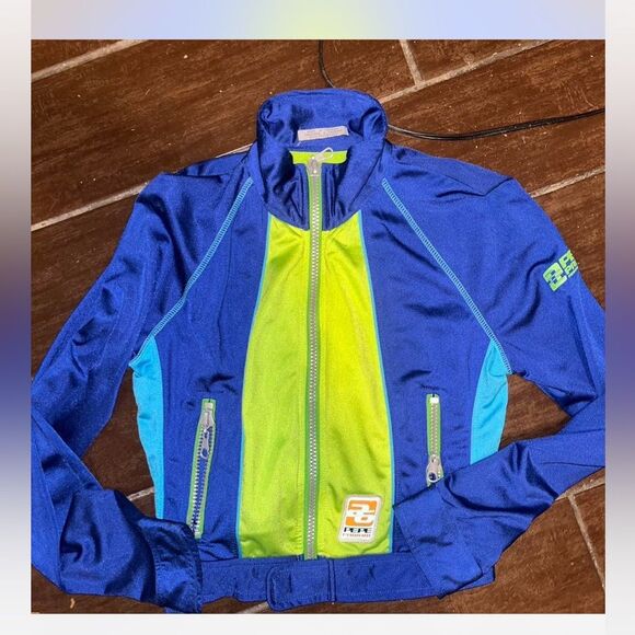 PEPE JEANS LONDON BLUE AND NEON GREEN HYPERPERFORMANCE JACKET VINTAGE - Picture 1 of 5